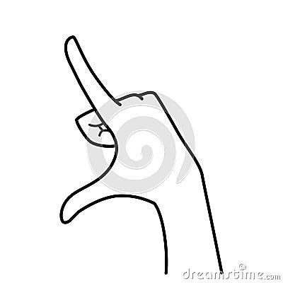 Hand gesture, pinch out, indicating, pointing, monochrome line illustration Cartoon Illustration